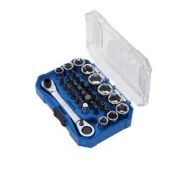 Kobalt Mechanics Tool Sets 35-Piece Standard (SAE) and Metric Combination Polished Chrome Mechanics Tool Set