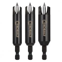 Kobalt Woodboring Drill Bits 3-Piece Assorted Woodboring Plug Cutters Drill Bit Set