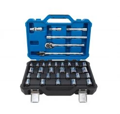 Kobalt Mechanics Tool Sets 33-Piece Standard (SAE) and Metric Combination Polished Chrome Mechanics Tool Set (1/2-in;)