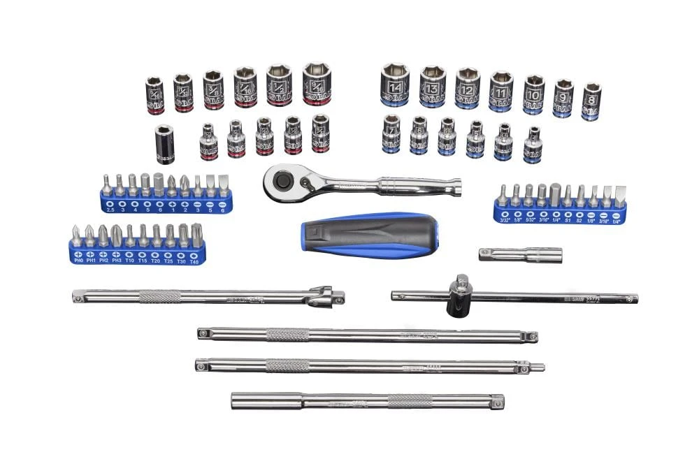 Kobalt Mechanics Tool Sets Specialized Extensions 63-Piece Standard (SAE) and Metric Combination Polished Chrome Mechanics Tool Set (1/4-in) 1 Kobalt Mechanics Tool Sets Specialized Extensions 63-Piece Standard (SAE) and Metric Combination Polished Chrome Mechanics Tool Set (1/4-in)