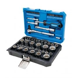 Kobalt Mechanics Tool Sets 64-Piece Standard (SAE) and Metric Combination Polished Chrome Mechanics Tool Set (1/4-in; 3/8-in; 1/2-in;)