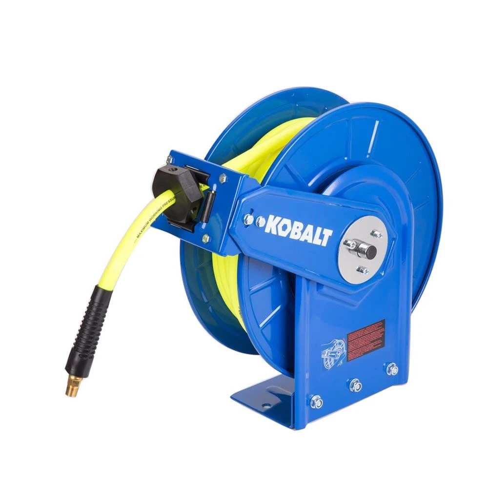 Kobalt Air Compressor Hoses 3/8-in 50-ft Poly Hybrid Air Hose with Retractable Hose Reel 1 Kobalt Air Compressor Hoses 3/8-in 50-ft Poly Hybrid Air Hose with Retractable Hose Reel