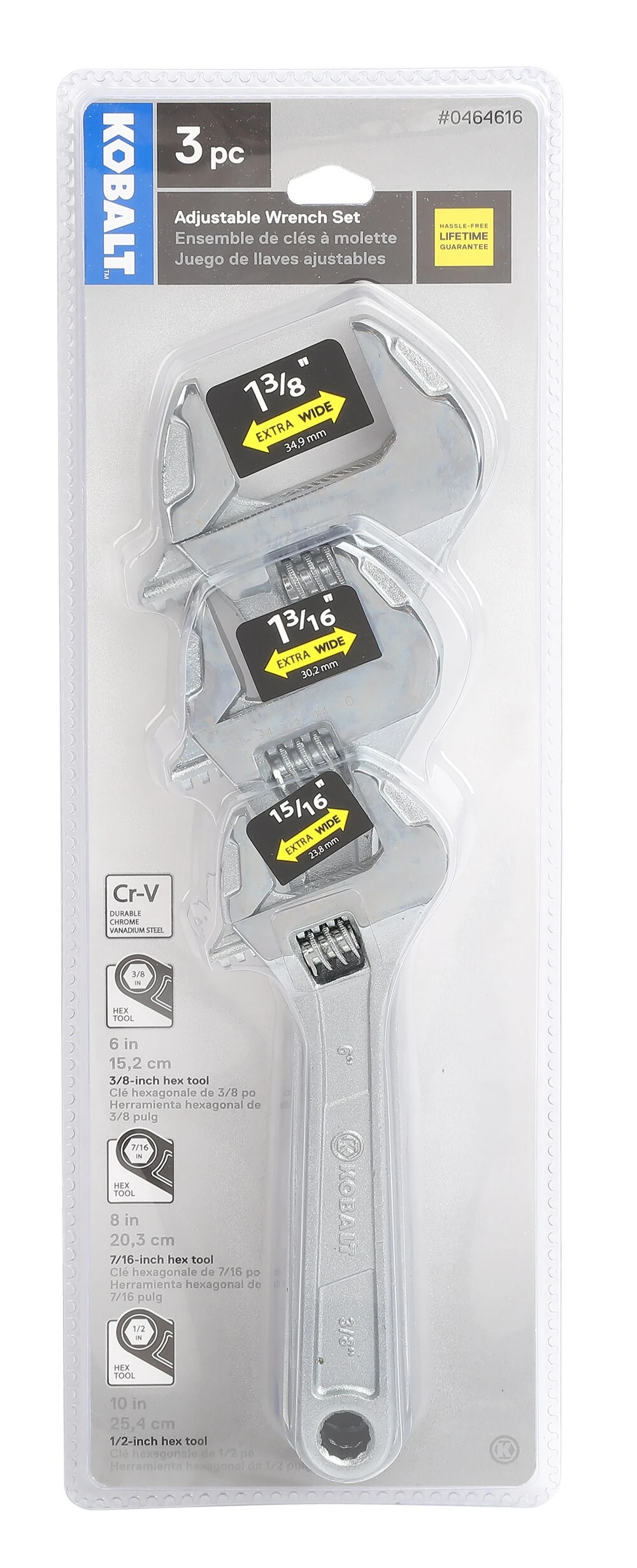 Kobalt Adjustable Wrenches 3-Piece Chrome Vanadium Steel Adjustable Wrench Set 2 Kobalt Adjustable Wrenches 3-Piece Chrome Vanadium Steel Adjustable Wrench Set - Image 2