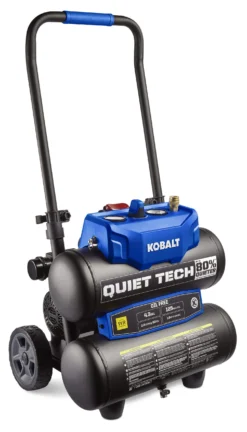 Kobalt Air Compressors Quiet Tech 4.3-Gallon Single Stage Portable Electric Twin Stack Air Compressor
