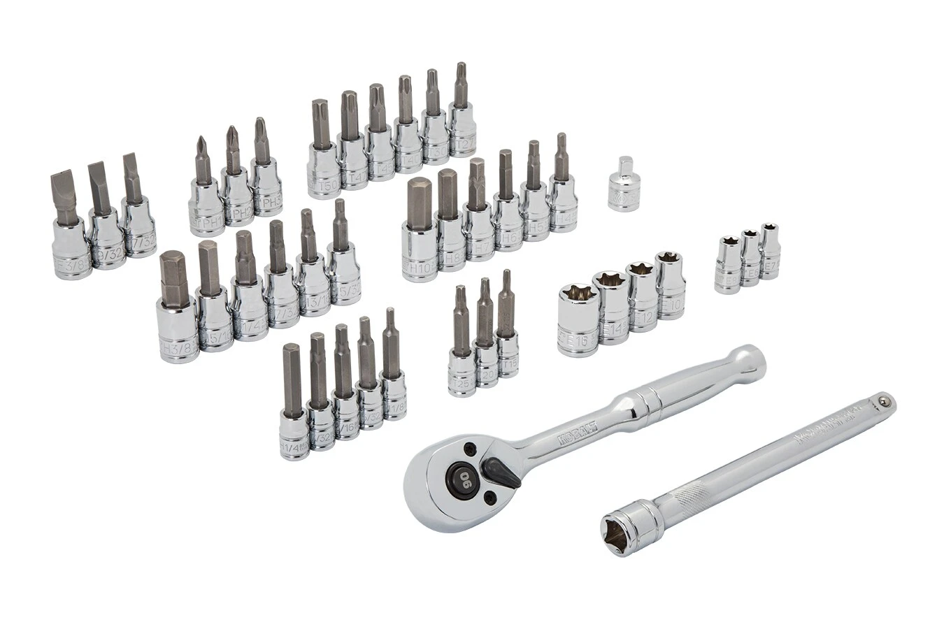 Kobalt Driver Sockets & Sets 42-Piece 3/8-in Drive Set Hex; Torx; Phillips; Flathead Bit Standard (SAE) and Metric Combination Driver Socket Set 2 Kobalt Driver Sockets & Sets 42-Piece 3/8-in Drive Set Hex; Torx; Phillips; Flathead Bit Standard (SAE) and Metric Combination Driver Socket Set - Image 2