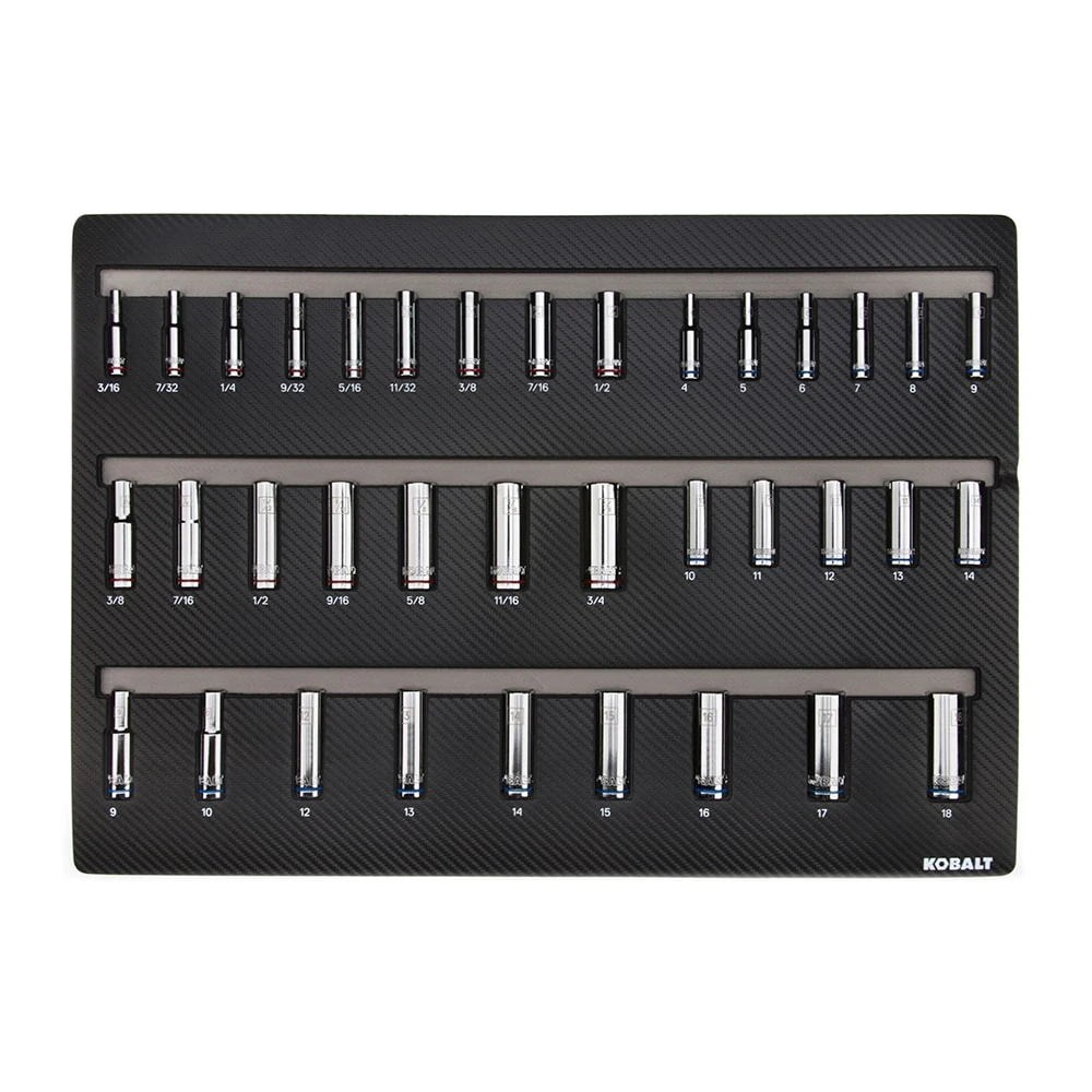 Kobalt Mechanics Tool Sets 300-Piece Standard (SAE) and Metric Combination Polished Chrome Mechanics Tool Set (1/4-in; 3/8-in) 7 Kobalt Mechanics Tool Sets 300-Piece Standard (SAE) and Metric Combination Polished Chrome Mechanics Tool Set (1/4-in; 3/8-in) - Image 7