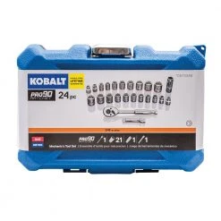 Kobalt Mechanics Tool Sets 24-Piece Standard (SAE) and Metric Combination Polished Chrome Mechanics Tool Set (3/8-in) -Daily Home Tools Hub 10340572
