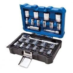 Kobalt Mechanics Tool Sets 24-Piece Standard (SAE) and Metric Combination Polished Chrome Mechanics Tool Set (3/8-in) -Daily Home Tools Hub 10340574