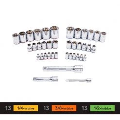 Kobalt Mechanics Tool Sets 64-Piece Standard (SAE) and Metric Combination Polished Chrome Mechanics Tool Set (1/4-in; 3/8-in; 1/2-in;) 12 Kobalt Mechanics Tool Sets 64-Piece Standard (SAE) and Metric Combination Polished Chrome Mechanics Tool Set (1/4-in; 3/8-in; 1/2-in;) -Daily Home Tools Hub 10409014