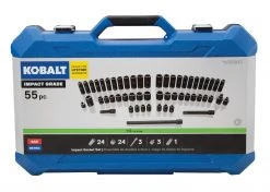 Kobalt Impact Sockets & Impact Socket Sets 55-Piece Standard (SAE) and Metric Combination 1/2-in Drive Set 6-Point Impact Socket Set -Daily Home Tools Hub 11328540