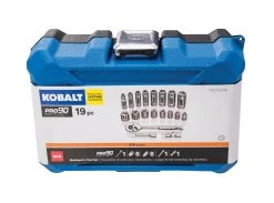 Kobalt Mechanics Tool Sets 19-Piece Standard (SAE) Polished Chrome Mechanics Tool Set (3/8-in) -Daily Home Tools Hub 11369692