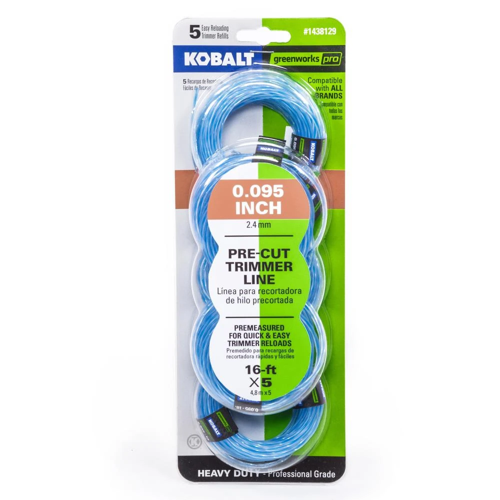 Kobalt String Trimmer Line 5-Pack 16-ft Spool 0.095-in Pre-Cut Trimmer Line 1 Kobalt String Trimmer Line 5-Pack 16-ft Spool 0.095-in Pre-Cut Trimmer Line