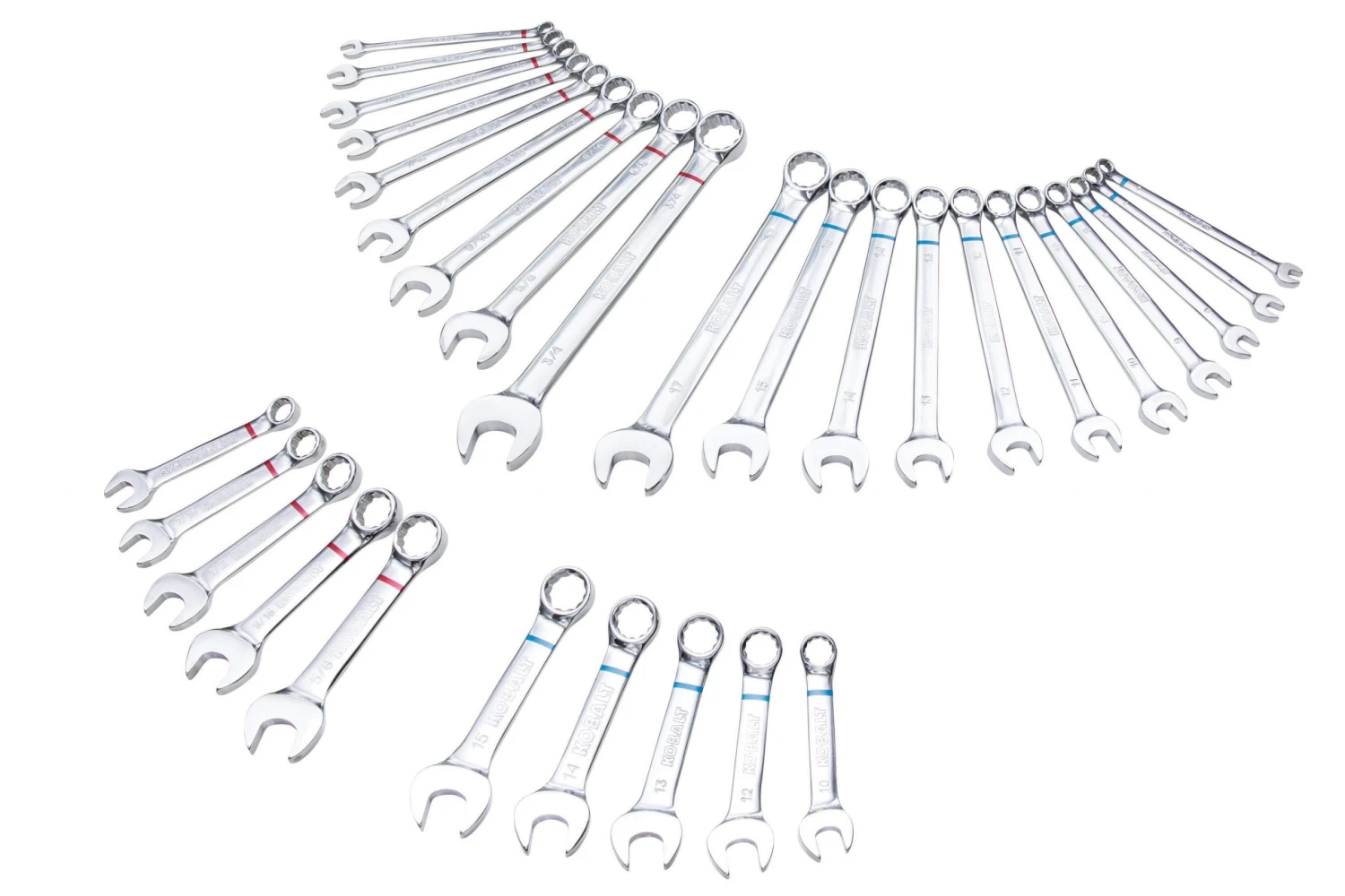 Kobalt Combination Wrenches & Sets 30-Piece Set 12-point Standard (SAE) and Metric Combination Standard Combination Wrench Set 1 Kobalt Combination Wrenches & Sets 30-Piece Set 12-point Standard (SAE) and Metric Combination Standard Combination Wrench Set