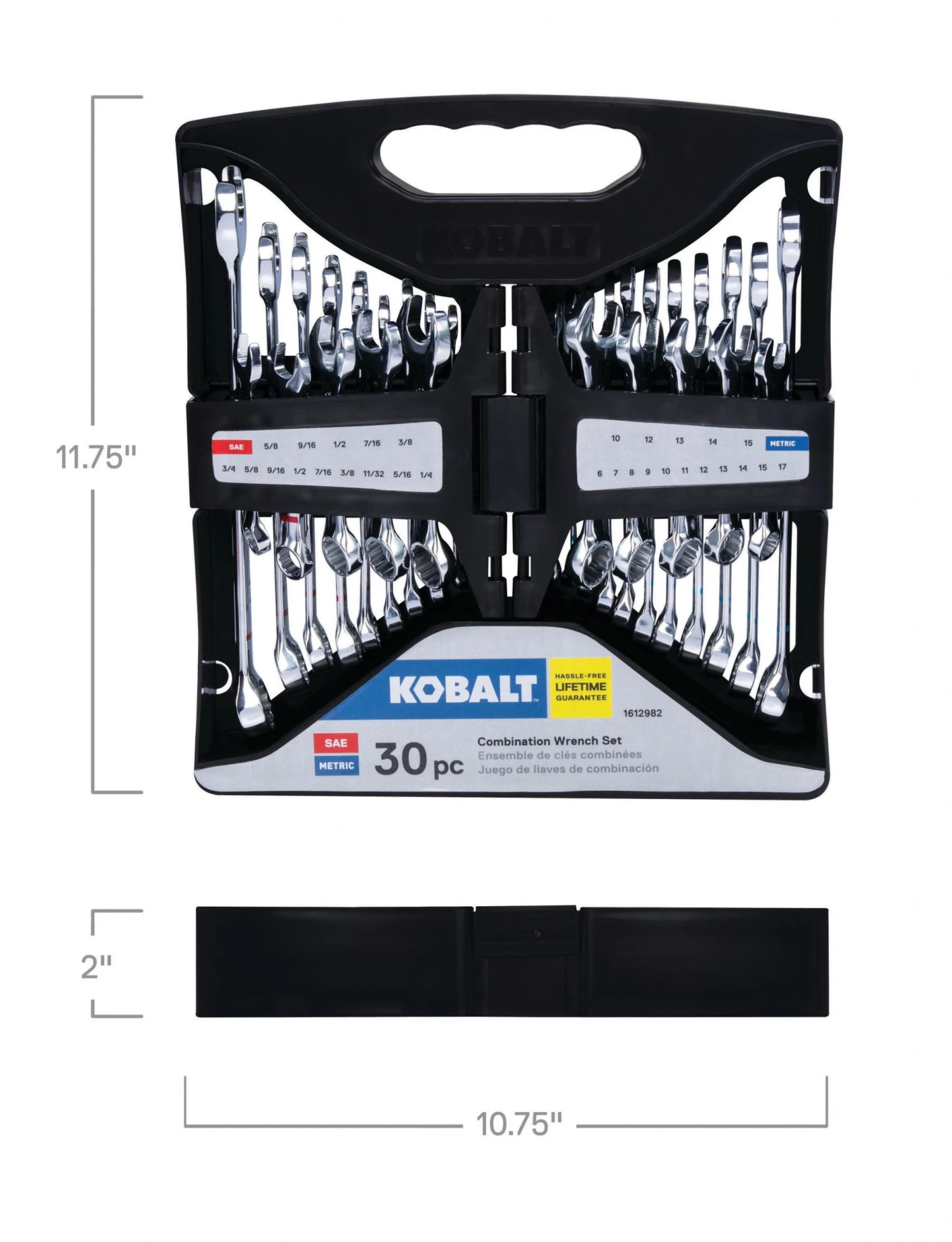 Kobalt Combination Wrenches & Sets 30-Piece Set 12-point Standard (SAE) and Metric Combination Standard Combination Wrench Set 10 Kobalt Combination Wrenches & Sets 30-Piece Set 12-point Standard (SAE) and Metric Combination Standard Combination Wrench Set - Image 10