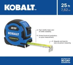 Kobalt Tape Measures Tape measure 25-ft Magnetic Tape Measure -Daily Home Tools Hub 16463831