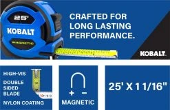 Kobalt Tape Measures Tape measure 25-ft Magnetic Tape Measure -Daily Home Tools Hub 16463832