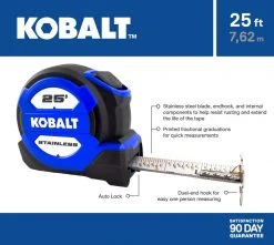 Kobalt Tape measures 25-ft Auto Lock Tape Measure -Daily Home Tools Hub 16732140