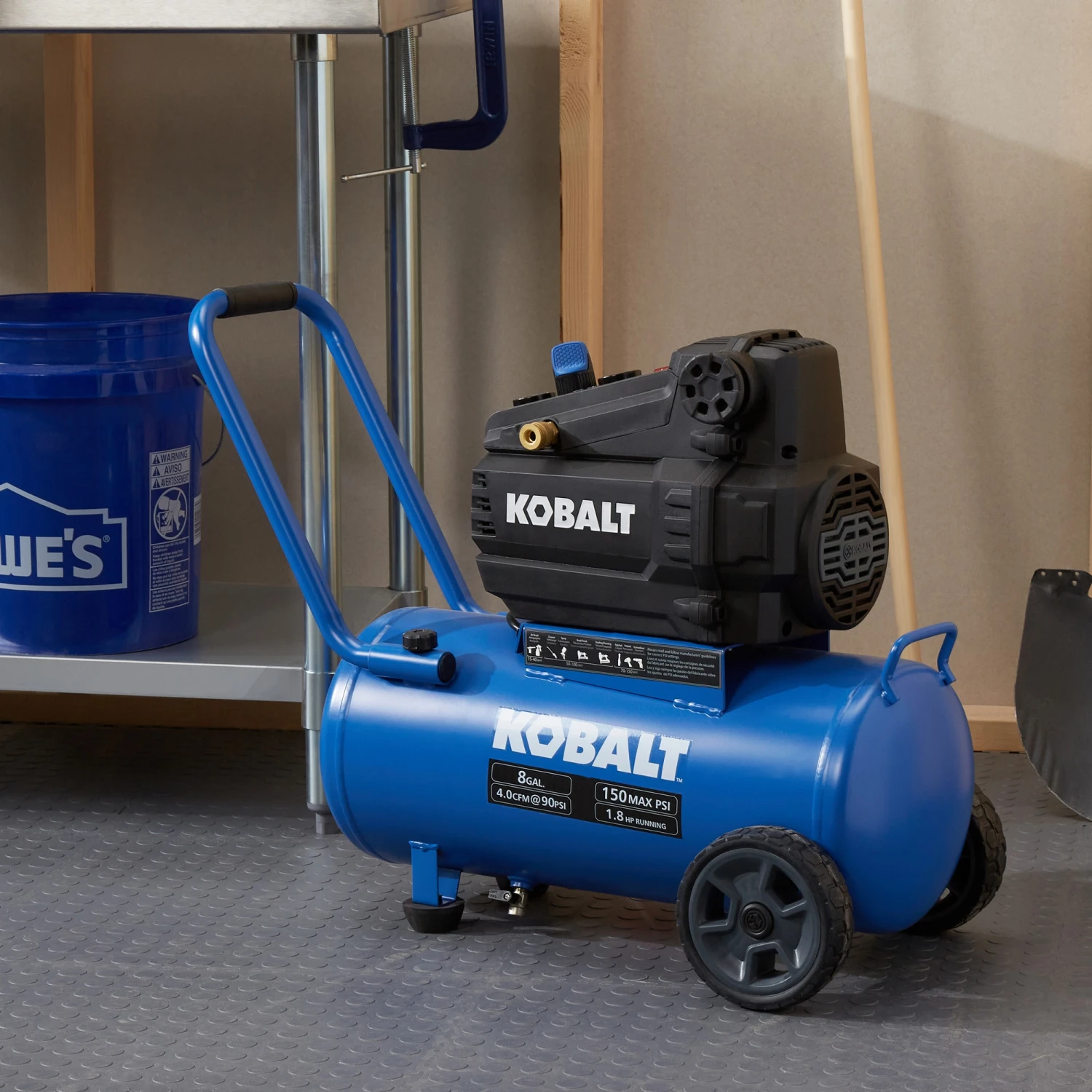 Kobalt Air Compressors 8-Gallon Single Stage Portable Electric Horizontal Air Compressor 4 Kobalt Air Compressors 8-Gallon Single Stage Portable Electric Horizontal Air Compressor - Image 4