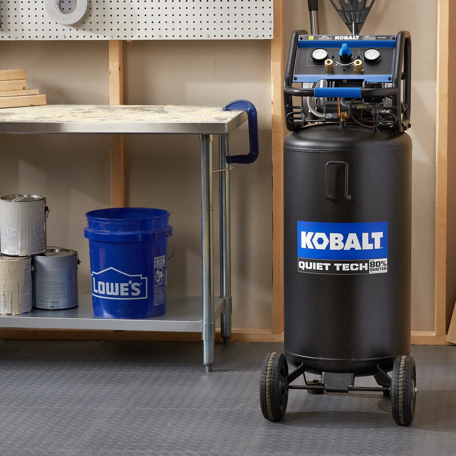 Kobalt Air Compressors Quiet Tech 26-Gallon Single Stage Portable Corded Electric Vertical Air Compressor 5 Kobalt Air Compressors Quiet Tech 26-Gallon Single Stage Portable Corded Electric Vertical Air Compressor - Image 5