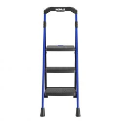 Kobalt Step Stools 3-Step 300-lb Capacity Black Steel Foldable Step Stool