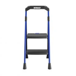 Kobalt Step Stools 2-Step 300-lb Capacity Black Steel Foldable Step Stool