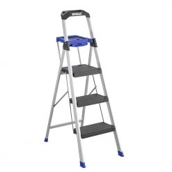 Kobalt Step Stools 3-Step 250-lb Capacity Gray Aluminum Foldable Step Stool -Daily Home Tools Hub 17788089