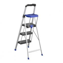 Kobalt Step Stools 3-Step 250-lb Capacity Gray Aluminum Foldable Step Stool -Daily Home Tools Hub 17788091