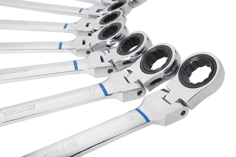 Kobalt Ratchet Wrenches & Sets 8-Piece Set 12-Point Metric Flexible Head Ratchet Wrench Set 2 Kobalt Ratchet Wrenches & Sets 8-Piece Set 12-Point Metric Flexible Head Ratchet Wrench Set - Image 2