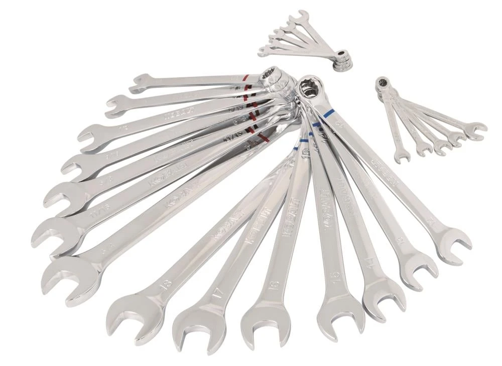 Kobalt Combination Wrenches & Sets 24-Piece Set 12-point Standard (SAE) and Metric Combination Standard Combination Wrench Set 1 Kobalt Combination Wrenches & Sets 24-Piece Set 12-point Standard (SAE) and Metric Combination Standard Combination Wrench Set