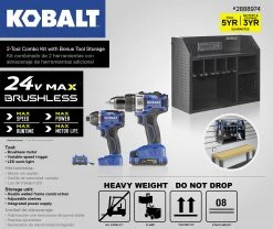 Kobalt Power Tool Combo Kits 2-Tool 24-Volt Max Brushless Power Tool Combo Kit Case (1-Battery Included and Charger Included) -Daily Home Tools Hub 42156025