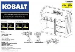 Kobalt Power Tool Combo Kits 2-Tool 24-Volt Max Brushless Power Tool Combo Kit Case (1-Battery Included and Charger Included) -Daily Home Tools Hub 42156032