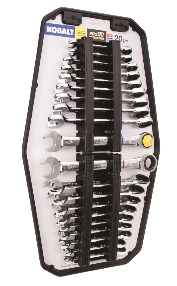Kobalt Ratchet Wrenches & Sets In Tray with Removable Rails 20-Piece Set 12-Point Standard (SAE) and Metric Combination Ratchet Wrench Set 4 Kobalt Ratchet Wrenches & Sets In Tray with Removable Rails 20-Piece Set 12-Point Standard (SAE) and Metric Combination Ratchet Wrench Set - Image 4