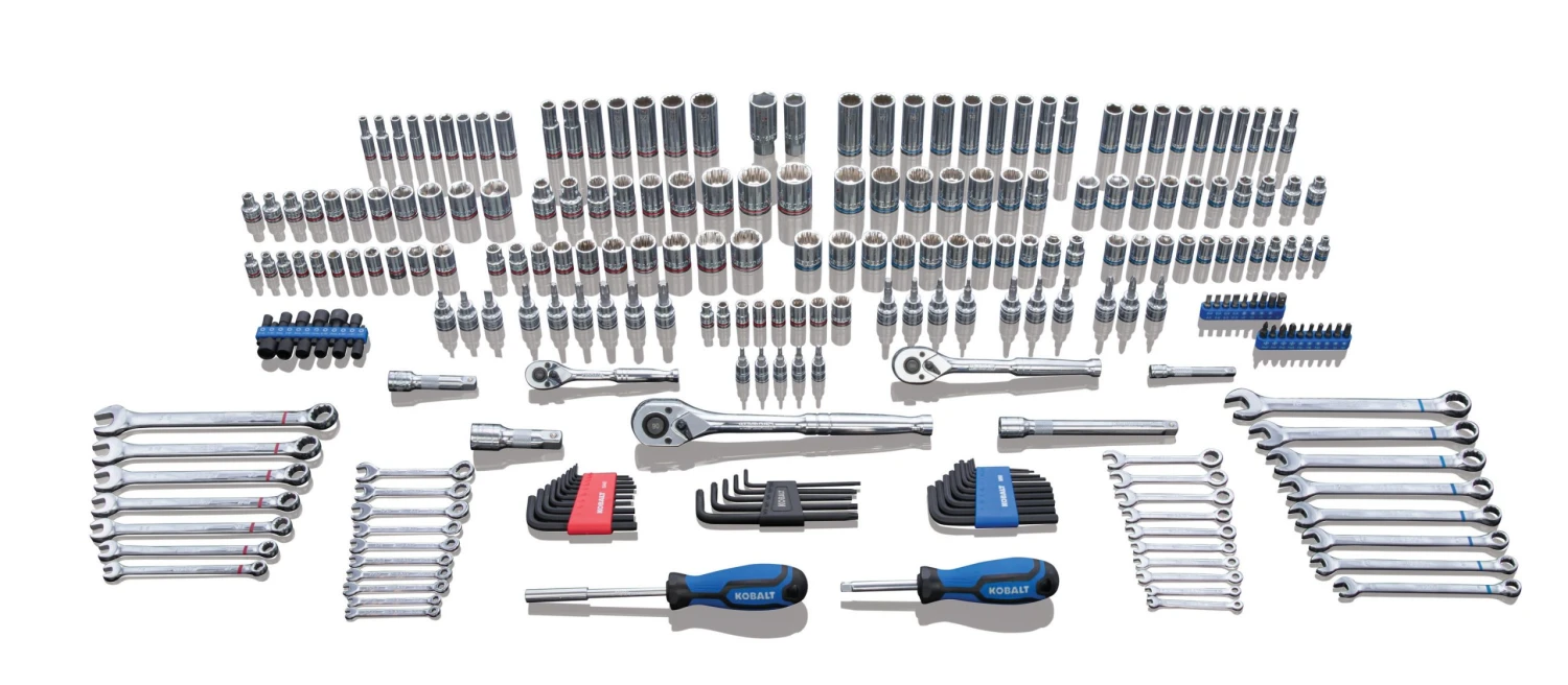 Kobalt Mechanics Tool Sets 250-Piece Standard (SAE) and Metric Combination Polished Chrome Mechanics Tool Set (1/4-in; 3/8-in) 2 Kobalt Mechanics Tool Sets 250-Piece Standard (SAE) and Metric Combination Polished Chrome Mechanics Tool Set (1/4-in; 3/8-in) - Image 2
