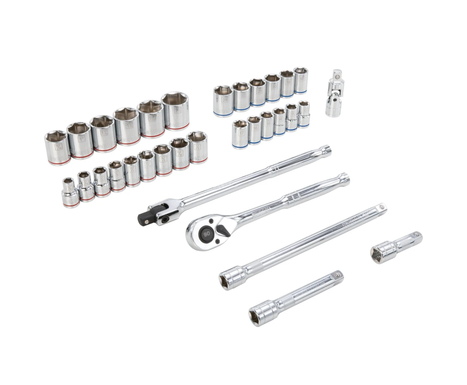 Kobalt Mechanics Tool Sets 33-Piece Standard (SAE) and Metric Combination Polished Chrome Mechanics Tool Set (1/2-in;) 2 Kobalt Mechanics Tool Sets 33-Piece Standard (SAE) and Metric Combination Polished Chrome Mechanics Tool Set (1/2-in;) - Image 2