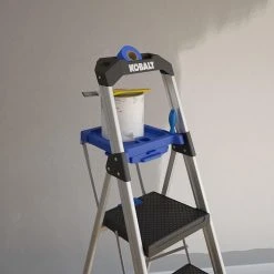 Kobalt Step Stools 3-Step 250-lb Capacity Gray Aluminum Foldable Step Stool -Daily Home Tools Hub 43410325