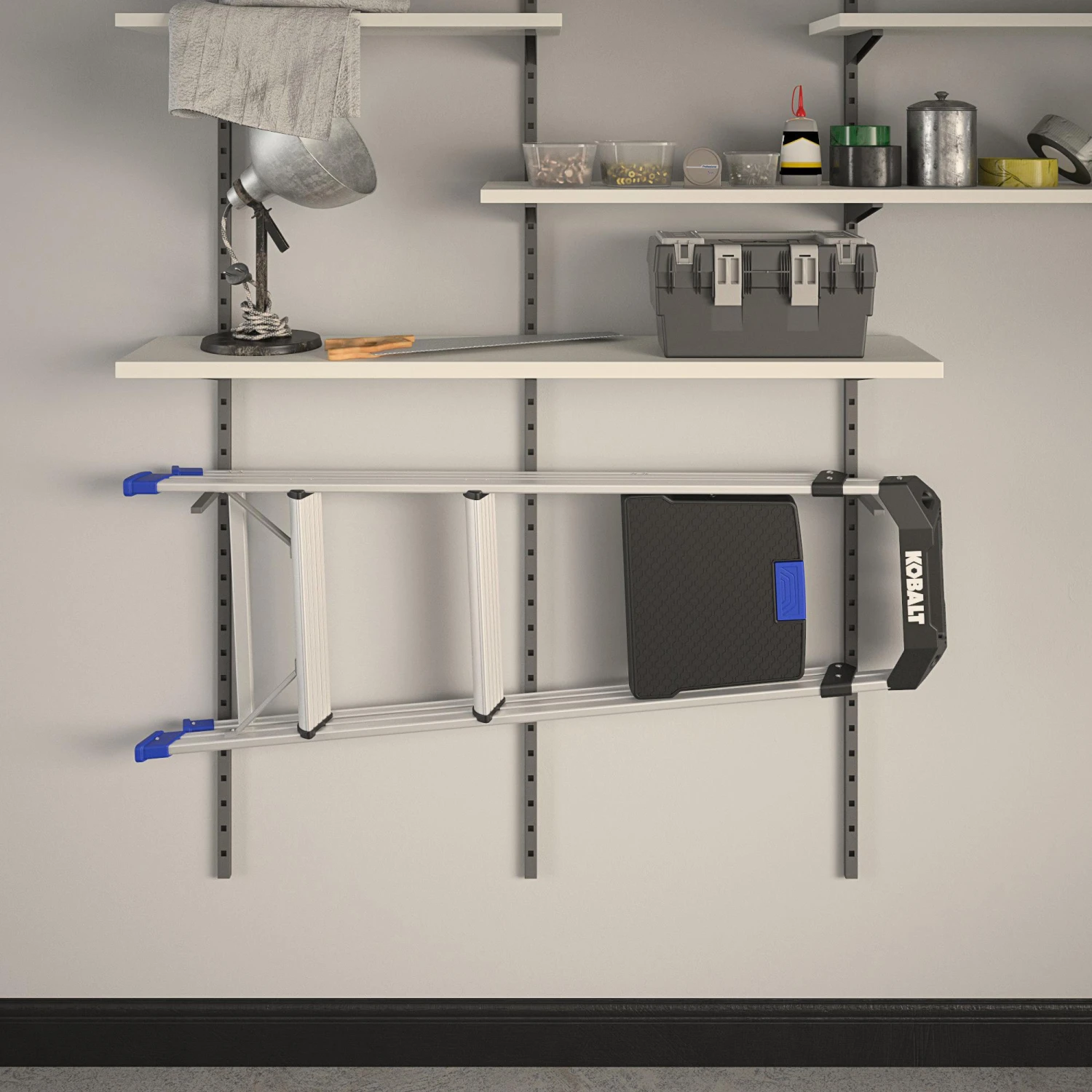 Kobalt Step Stools 3-Step 250-lb Capacity Aluminum Foldable Step Stool 7 Kobalt Step Stools 3-Step 250-lb Capacity Aluminum Foldable Step Stool - Image 7