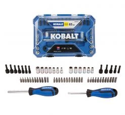 Kobalt Mechanics Tool Sets 65-Piece Standard (SAE) and Metric Combination Polished Chrome Mechanics Tool Set