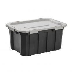 Kobalt Plastic Storage Totes X-large 24-Gallon (96-Quart) Grey Tote Latching Lid