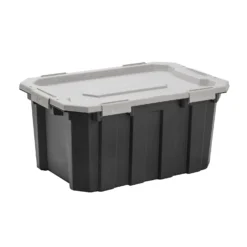 Kobalt Plastic Storage Totes X-large 24-Gallon (96-Quart) Grey Tote Latching Lid