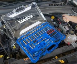Kobalt Mechanics Tool Sets 135-Piece Standard (SAE) and Metric Combination Polished Chrome Mechanics Tool Set (1/4-in; 3/8-in) -Daily Home Tools Hub 44317392