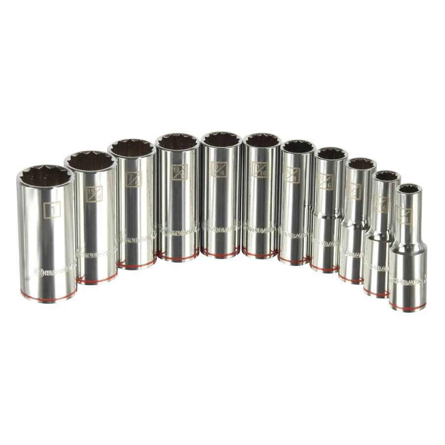 Kobalt Sockets & Socket Sets 11-Piece Standard (SAE) 1/2-in Drive 12-point Set Deep Socket Set 2 Kobalt Sockets & Socket Sets 11-Piece Standard (SAE) 1/2-in Drive 12-point Set Deep Socket Set - Image 2