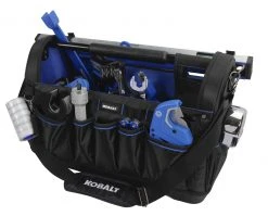 Kobalt Tool Bags Plumbing Tool Bag with Caddy Black, Blue Polyester 12.99-in -Daily Home Tools Hub 45459479